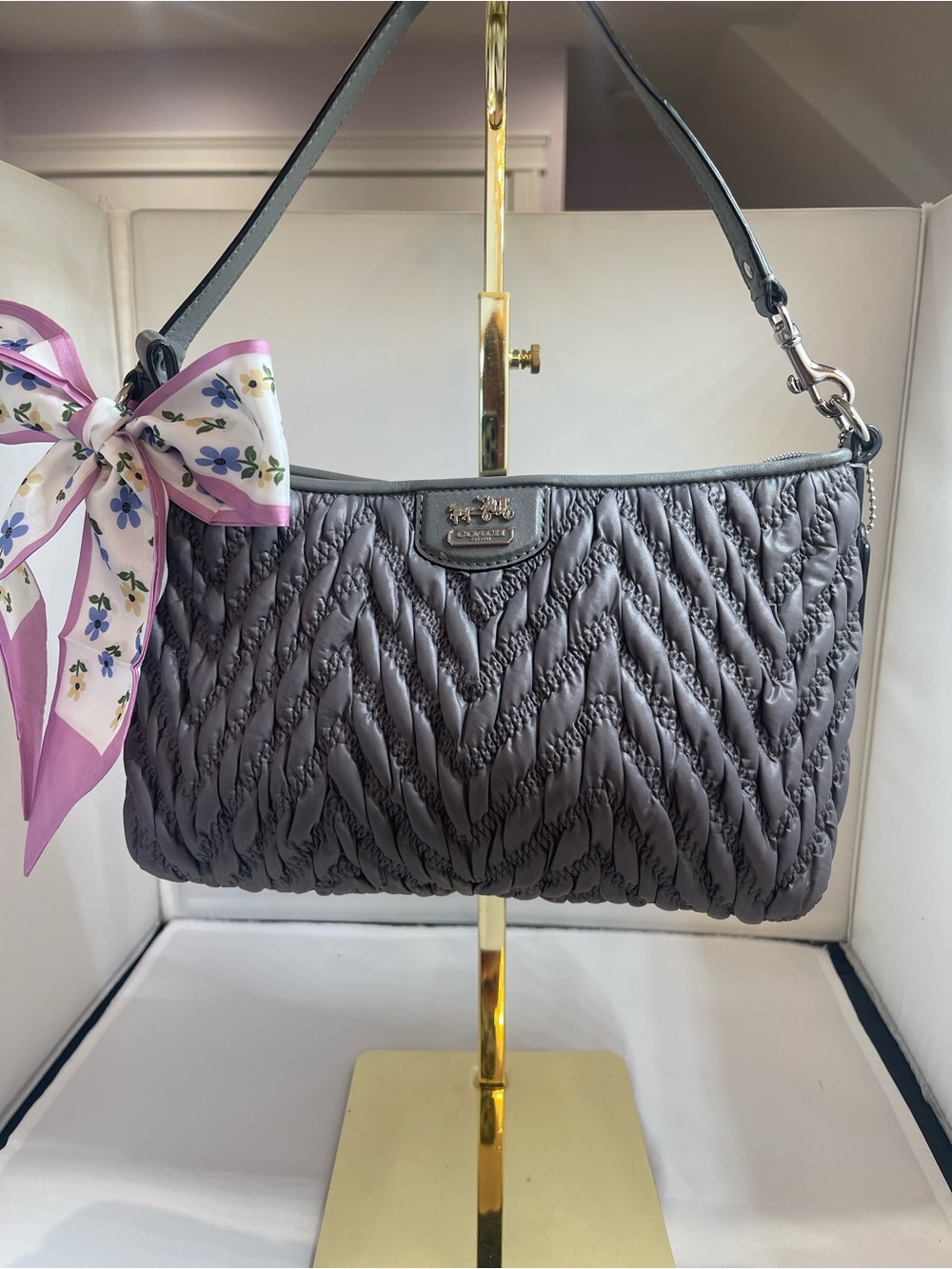 Coach 70th Anniversary Madison quilted chevron nylon demi shoulder bag